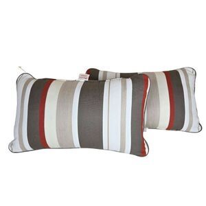 Outdoor Lumbar Pillows Sunbrella Striped Patio Cushion Set Of 2 Tan Orange Beige